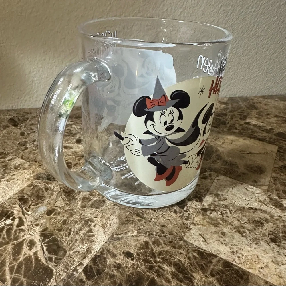 Disney Halloween Glass Mug with Mickey and Minnie